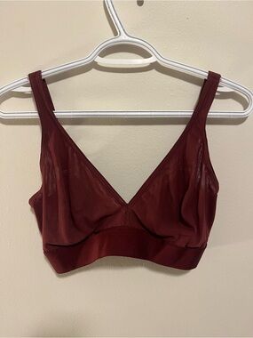 Parade Plunge Silky Mesh Wireless Bralette (Burgundy; 1+)